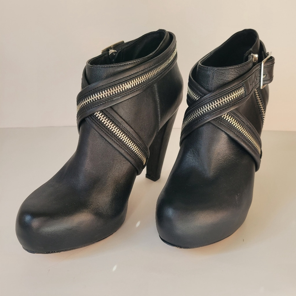 LOEFFLER RANDALL Zipper Strap High Heel Booties | Size 7.5B